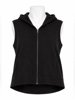 Size 2X Melissa McCarthy Seven7 Women’s Black Sleeveless Hooded Zip Vest